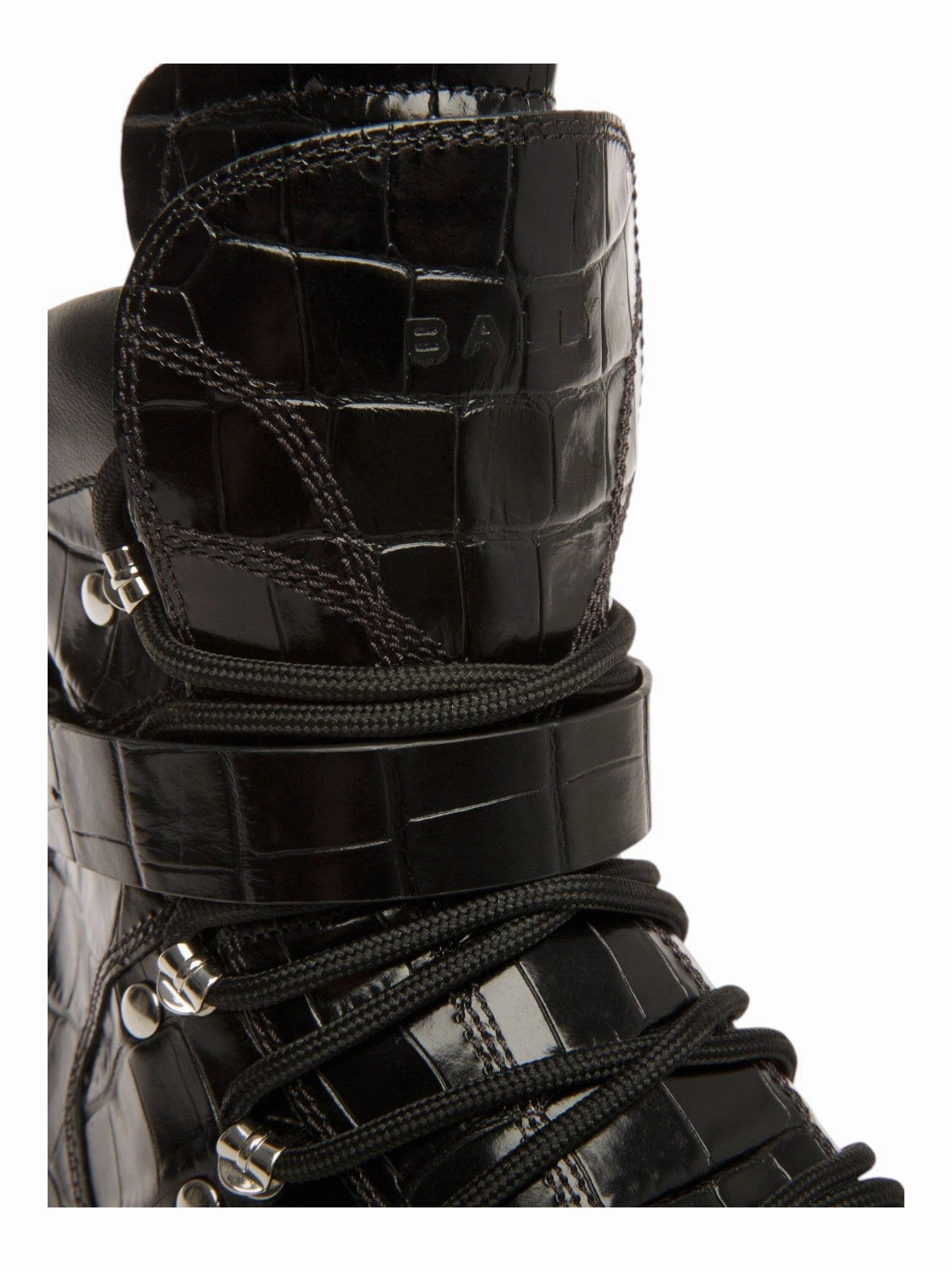 Bally Clyff 6304656 Men's Black Crocodile Embossed Leather Boots