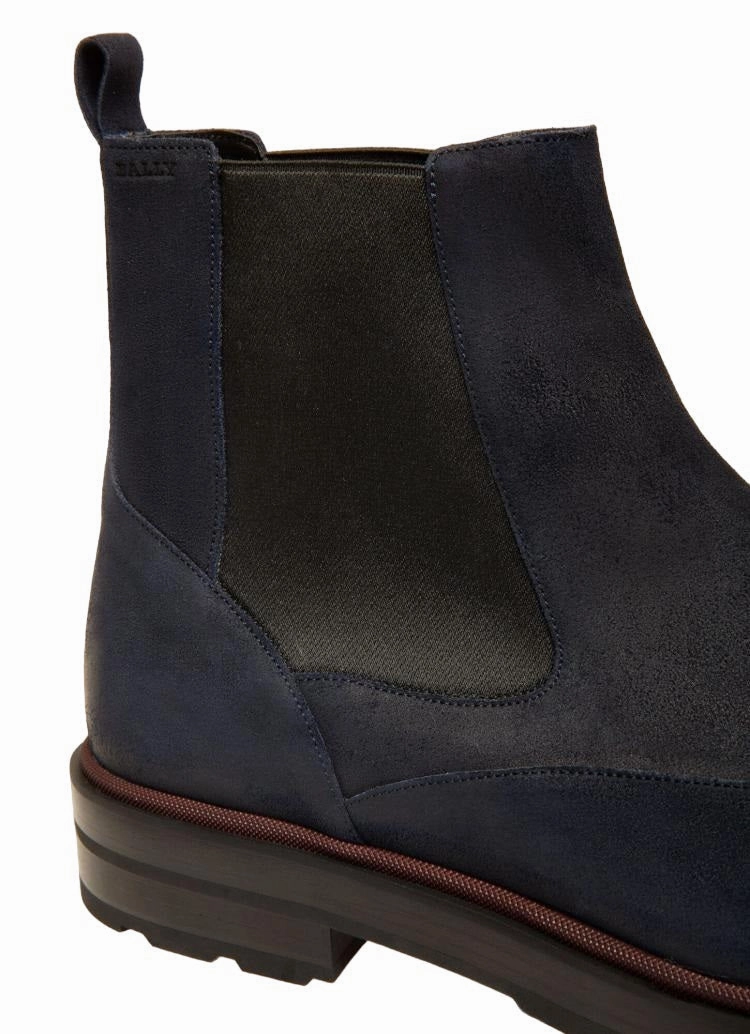 Bally Corad 6239753 Men's Midnight Bovine Suede Leather Chelsea Boots