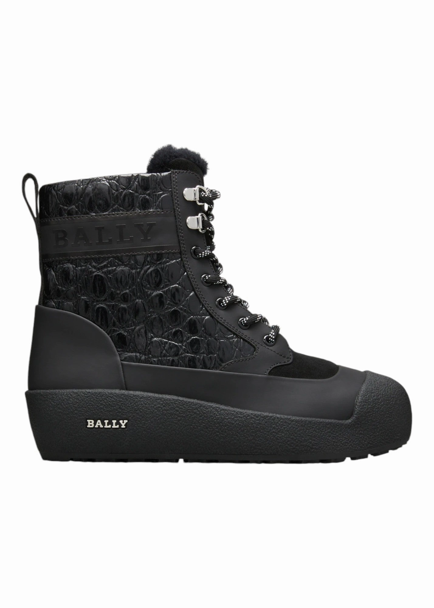 Bally Cuby 6234584 Men's Curling Shearling-Lined Suede & Leather Boots Mens Winter & Rain Boots clearance
