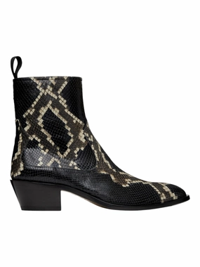 Bally Gaiman 6304139 Men's Multiblack Snake Embossed Leather Boots Sale on Mens Chukka Footwear