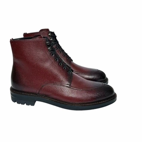 Bally Kristan 6239770 Men's Heritage Red Embossed Leather Boots Mens Winter & Rain Boots clearance