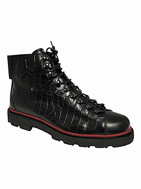 Bally Madigan 6234385 Men's Black Calf Embossed Leather Boots Mens Winter & Rain Boots clearance