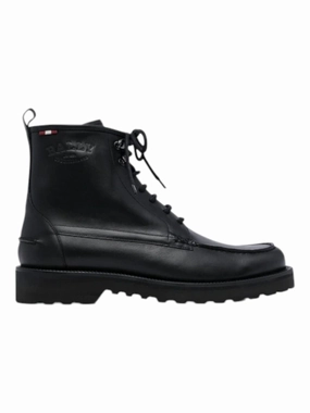 Bally Nokor 6239793 Men's Black Moc Toe Leather Boots Mens Winter & Rain Boots clearance