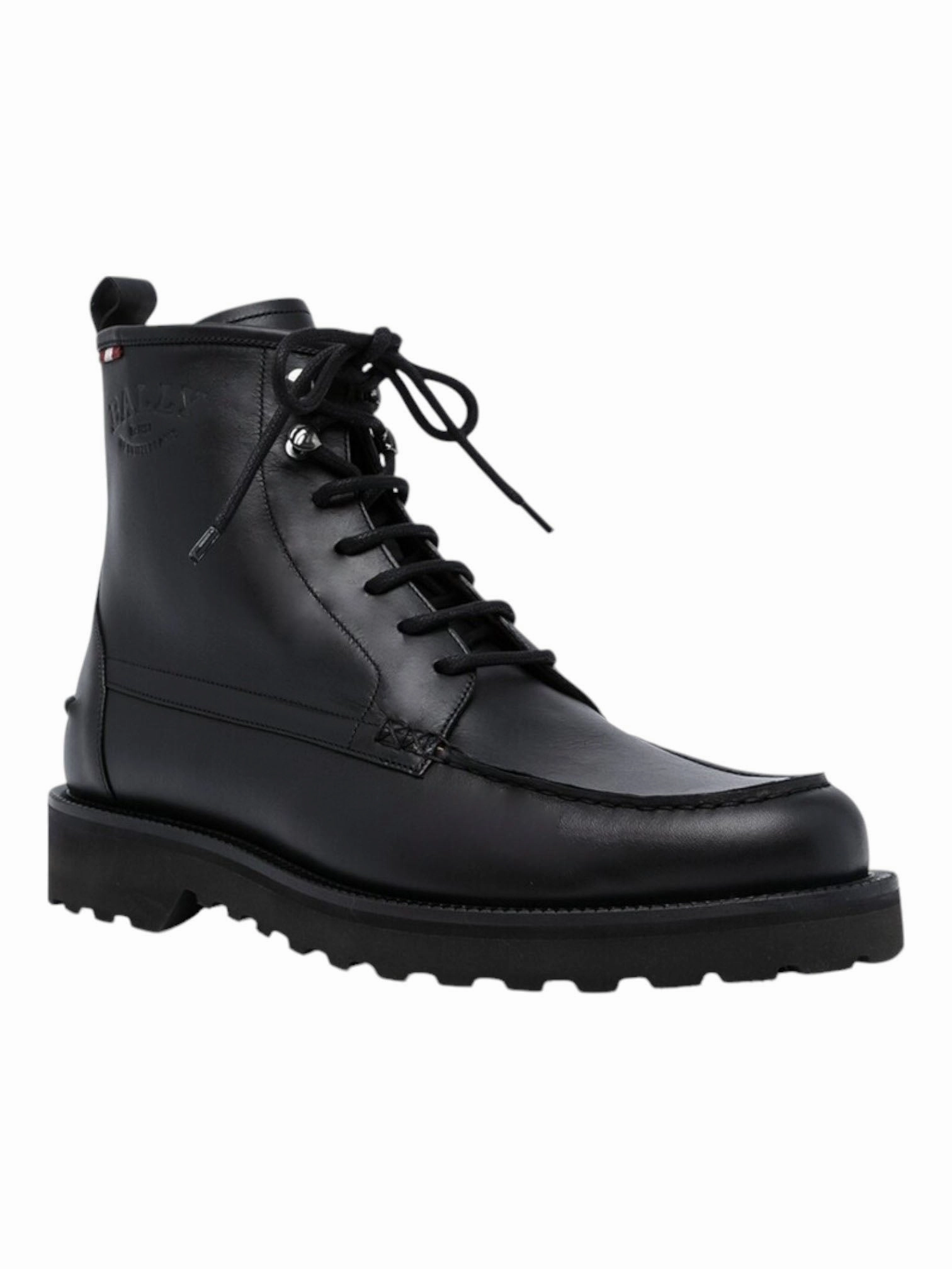 Bally Nokor 6239793 Men's Black Moc Toe Leather Boots