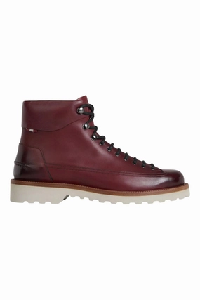 Bally Norkwel 6239798 Men's Heritage Red Calf Leather Ankle Boots Mens Winter & Rain Boots clearance