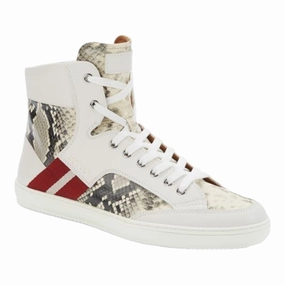 Bally Oldani Men's 6240612 White High-Top Leather Sneakers Cheap Mens Athletic Sneakers