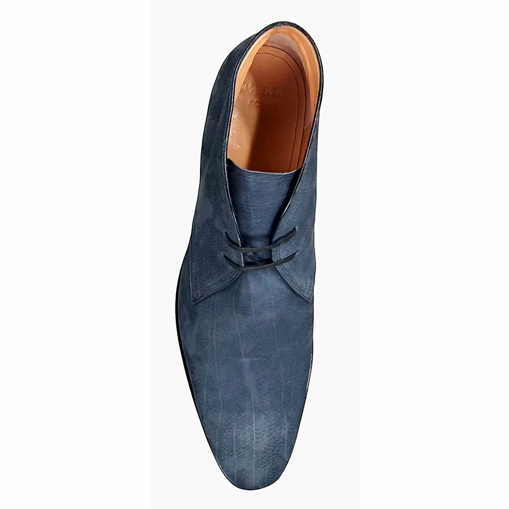 Bally Skiligny 6237888 Men's Midnight Blue Grained Calf Leather Desert Boots