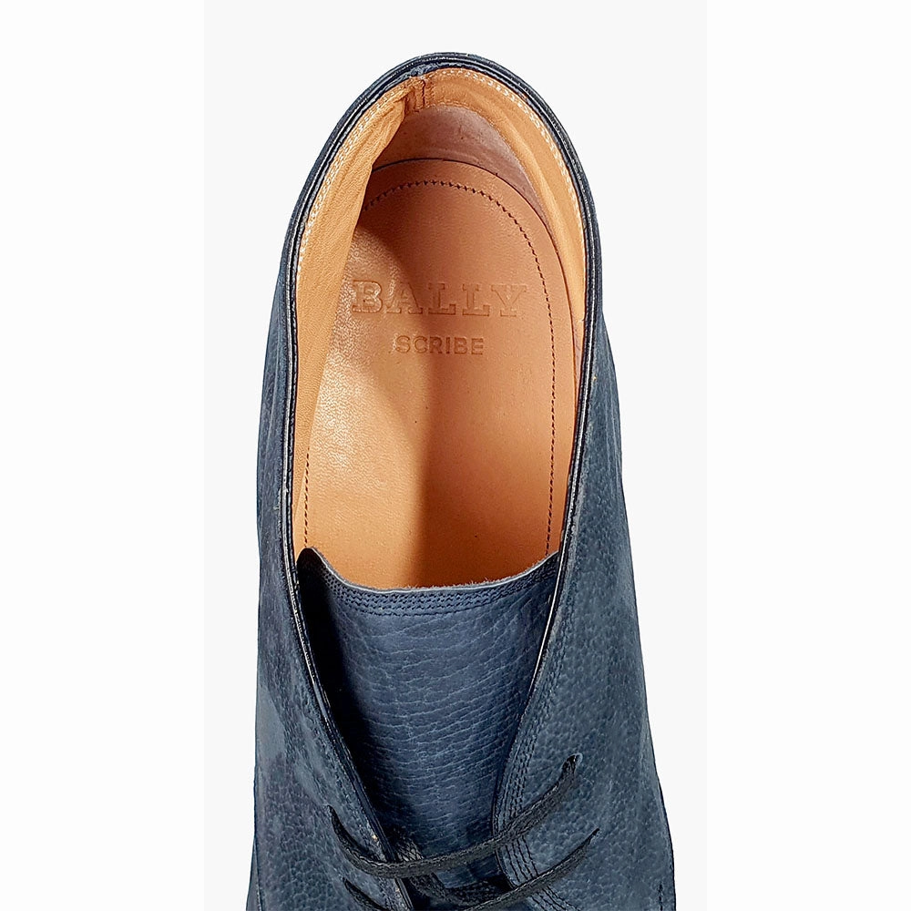 Bally Skiligny 6237888 Men's Midnight Blue Grained Calf Leather Desert Boots
