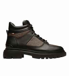Bally Valensy 6239846 Black Monogram Leather Boots Mens Winter & Rain Boots clearance