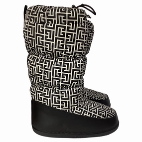Balmain Printed Quilted Snow Boots in Black and White Polyamide Mens Chukka Boots outlet deals