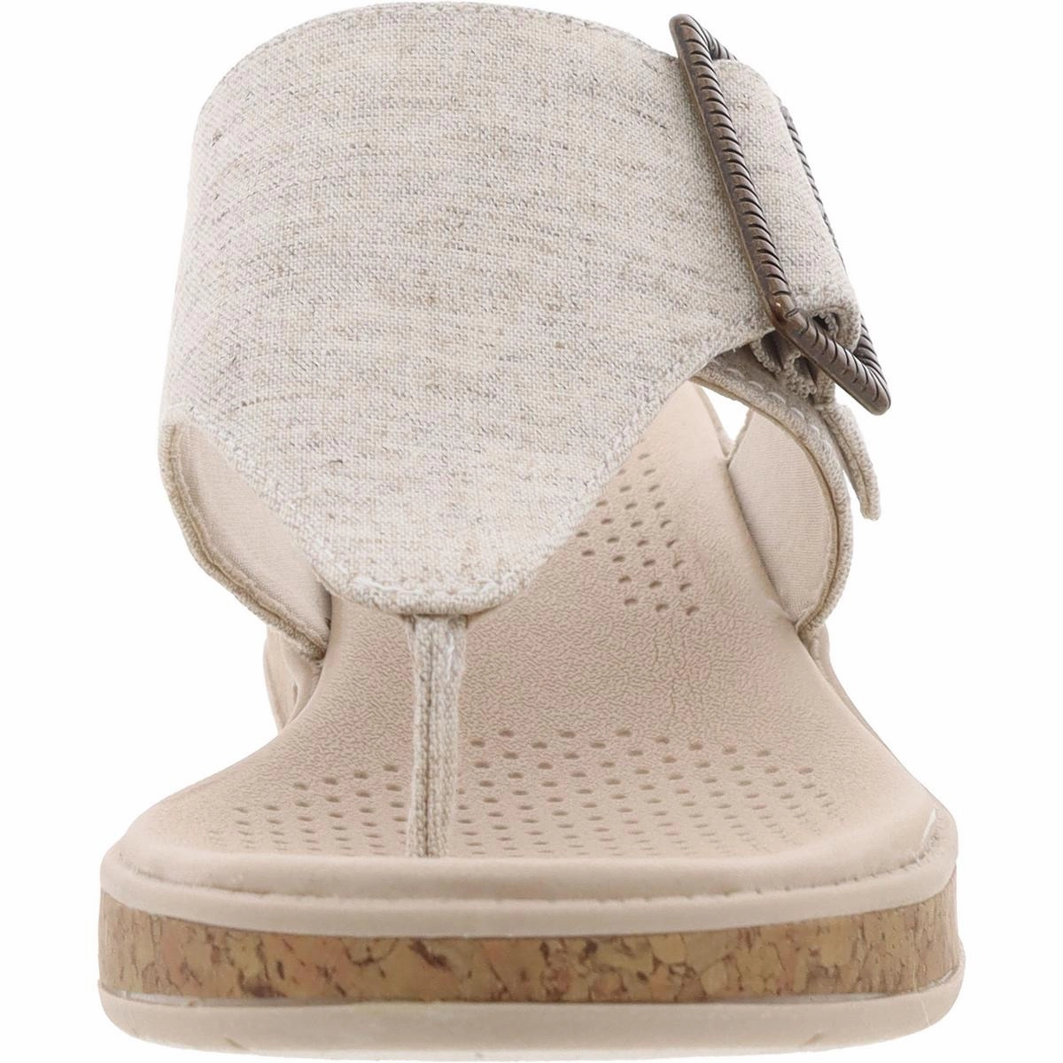 BAY Womens Buckle Canvas Wedge Sandals