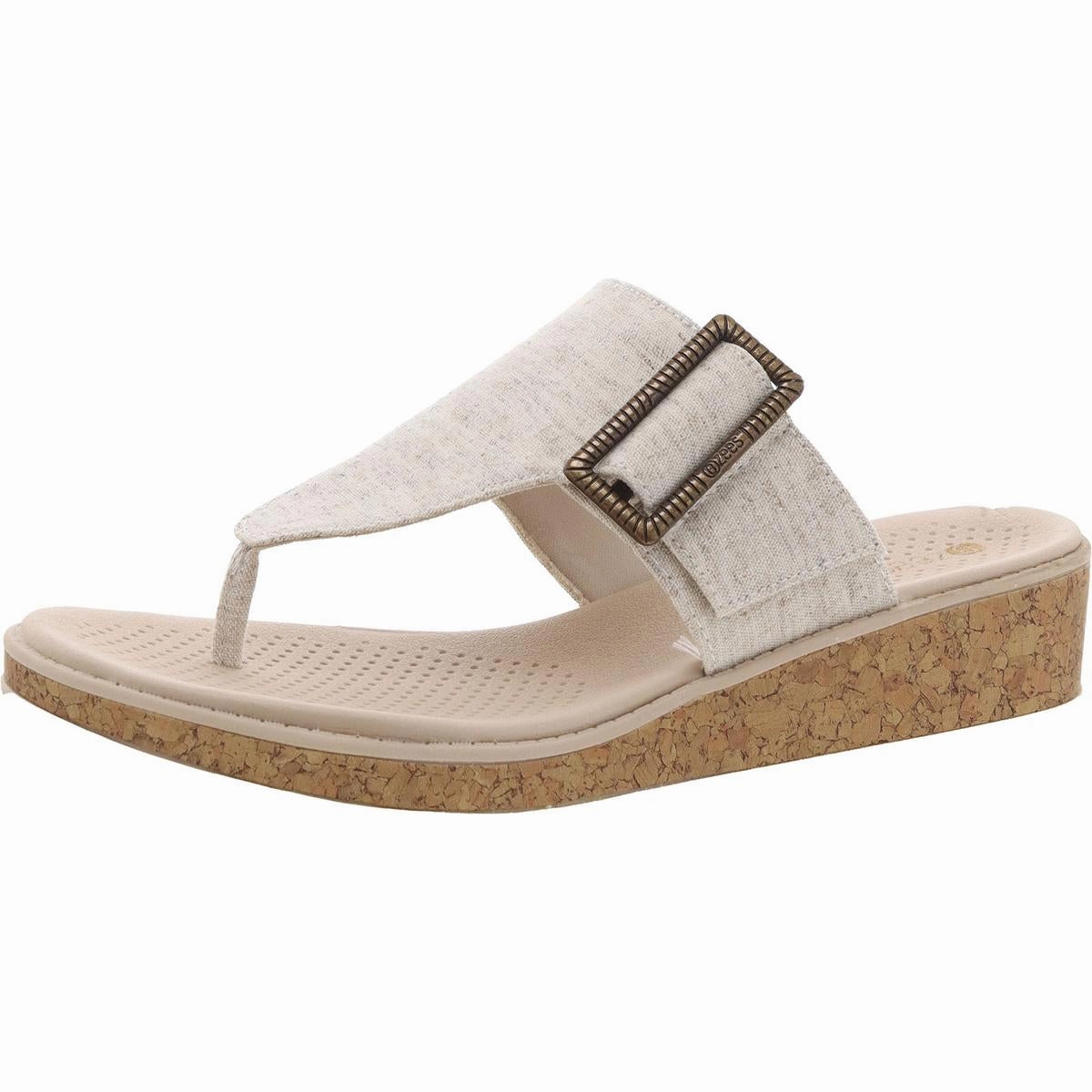 BAY Womens Buckle Canvas Wedge Sandals