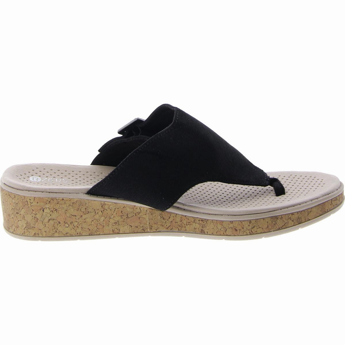 BAY Womens Buckle Canvas Wedge Sandals