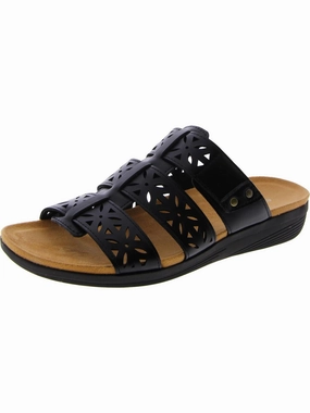 Bazel 3 Womens Faux Leather Slip On Slide Sandals Womens Sandals discount online