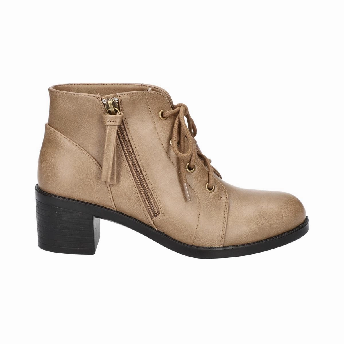 Becker Womens Zipper Faux Leather Ankle Boots