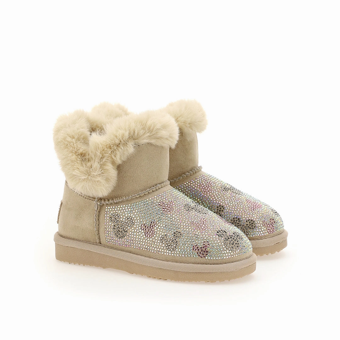 Beige Microstud Mickey Winter Boots Girls Boots & Booties sale