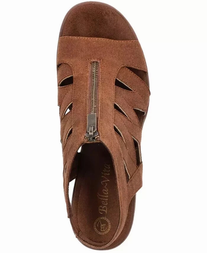 Bella Vita Jovanah Sandals Womens 8 Honey Round Toe Block Heel Strappy GBNC686