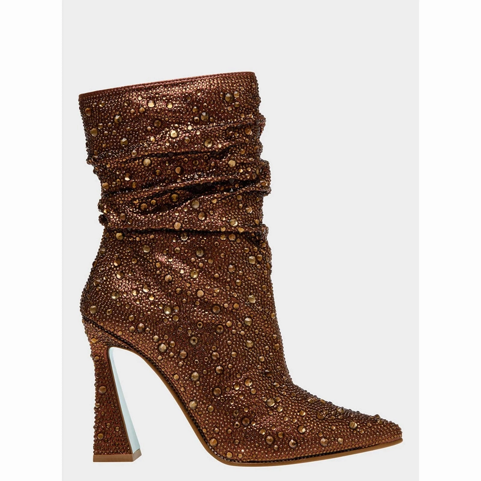 Betsey Johnson Mac Boots Women US 7.5 Brown Rhinestone Pull On Bootie KHD2618 (Brown,7.5)