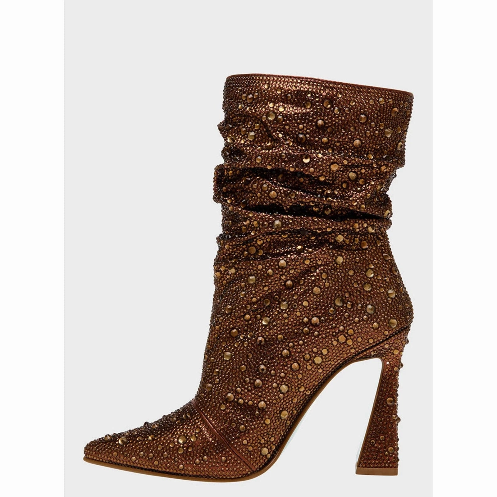 Betsey Johnson Mac Boots Women US 7.5 Brown Rhinestone Pull On Bootie KHD2618 (Brown,7.5)