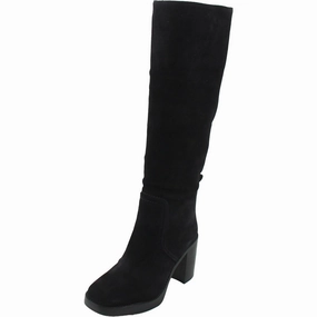 BHFO Womens Block Heel Leather Knee-High Boots Womens Boots sale online