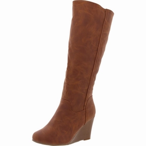 BHFO Womens Zipper Manmade Wedge Boots Discount Boots for Women