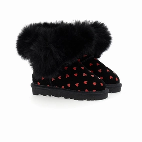 Black Heart Print Winter Boots Discount Girls Shoes with deals