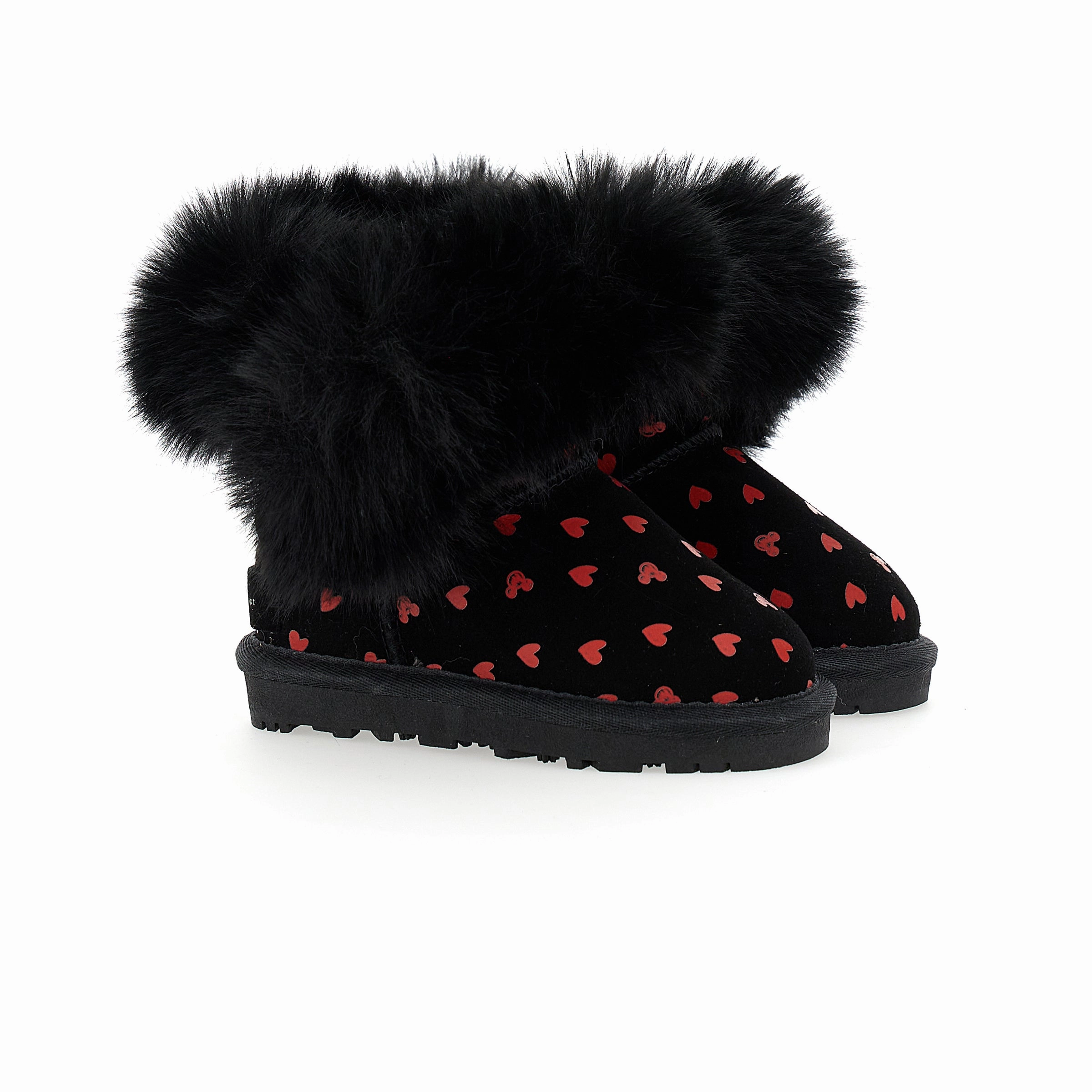 Black Heart Print Winter Boots Discount Girls Shoes with deals