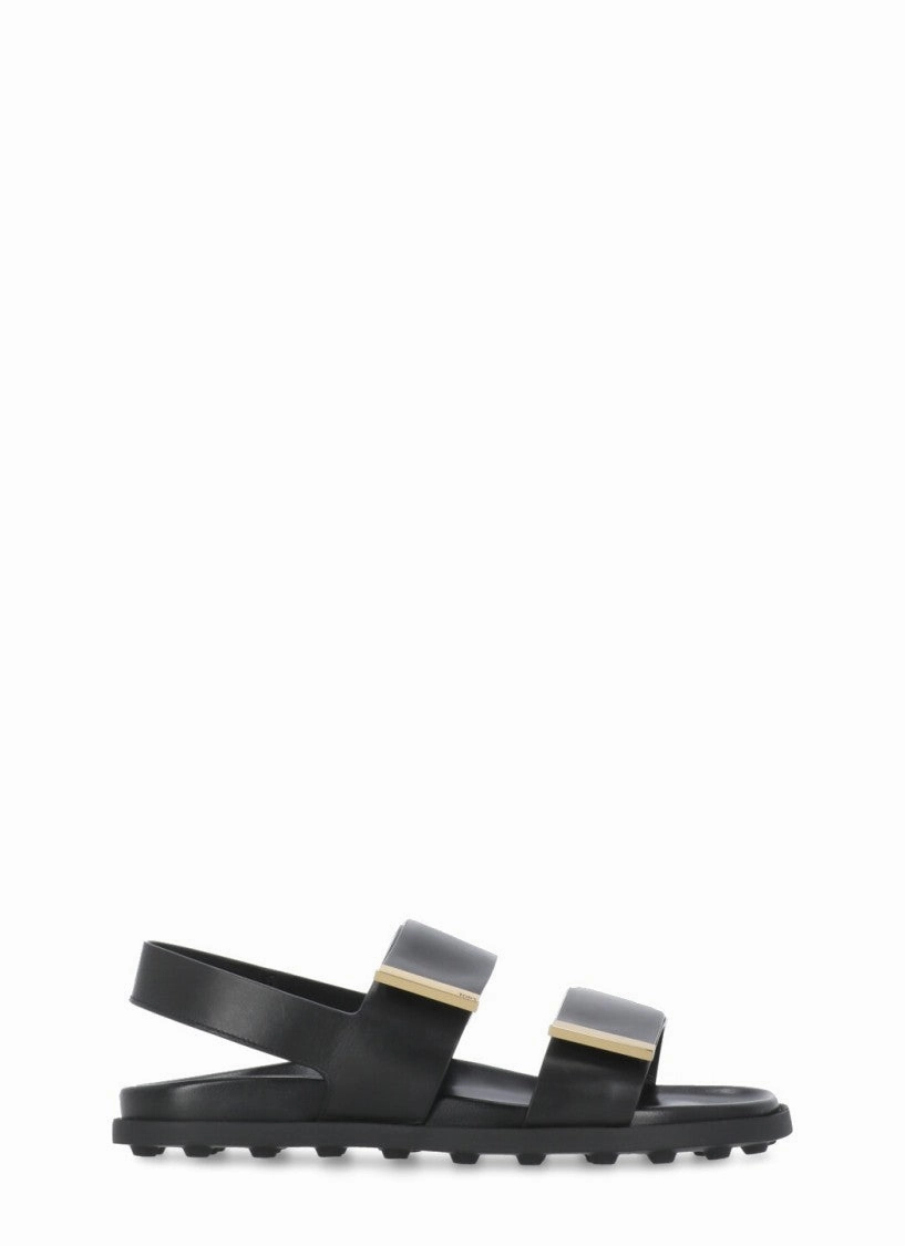 Black Leather Sandals Stylish Womens Slides & Sandals