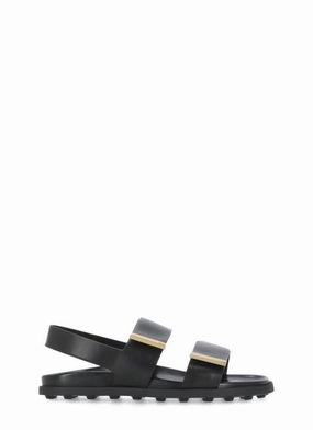 Black Leather Sandals Stylish Womens Slides & Sandals