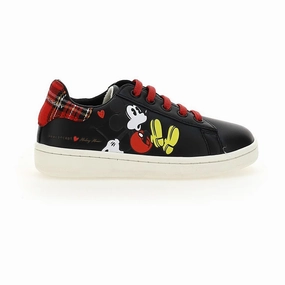 Black Mickey Plaid Tab Sneakers Discount Boys Sports Shoes online