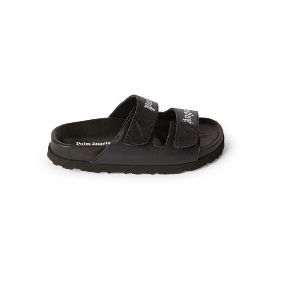 Black Print Double Strap Sandals