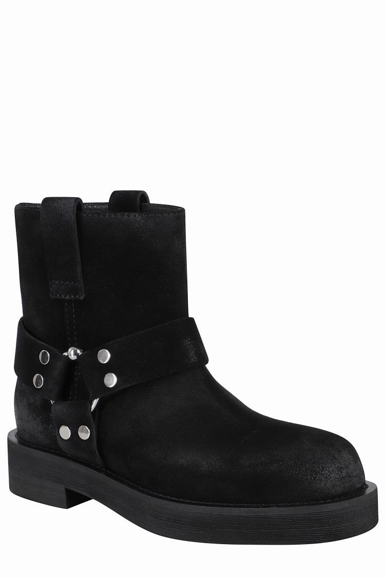 Black Suede Ankle Boots With Square Toe