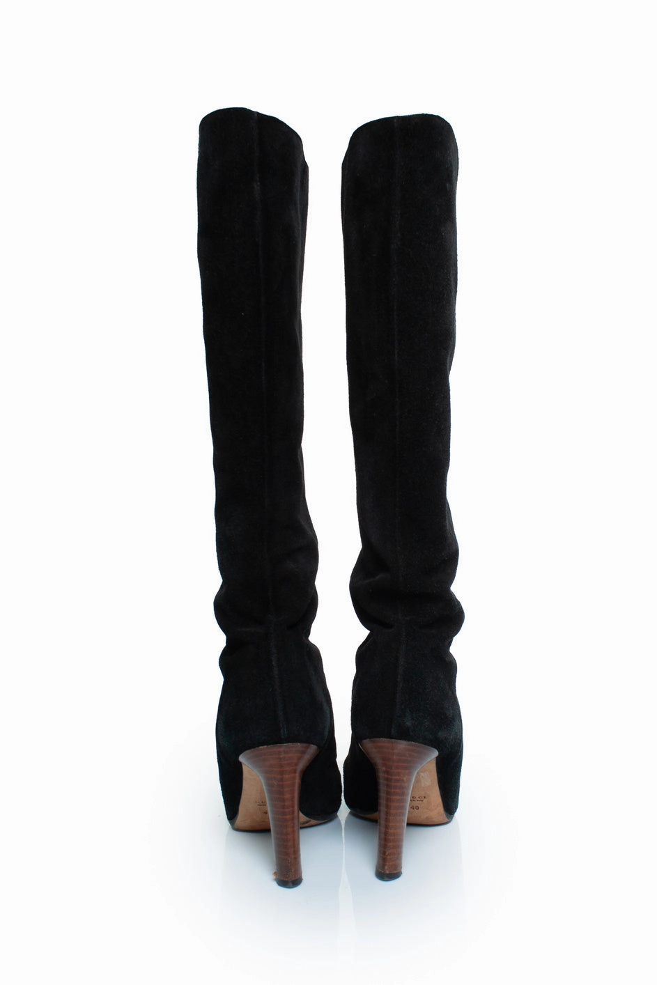 Black suede knee boots with GG logo