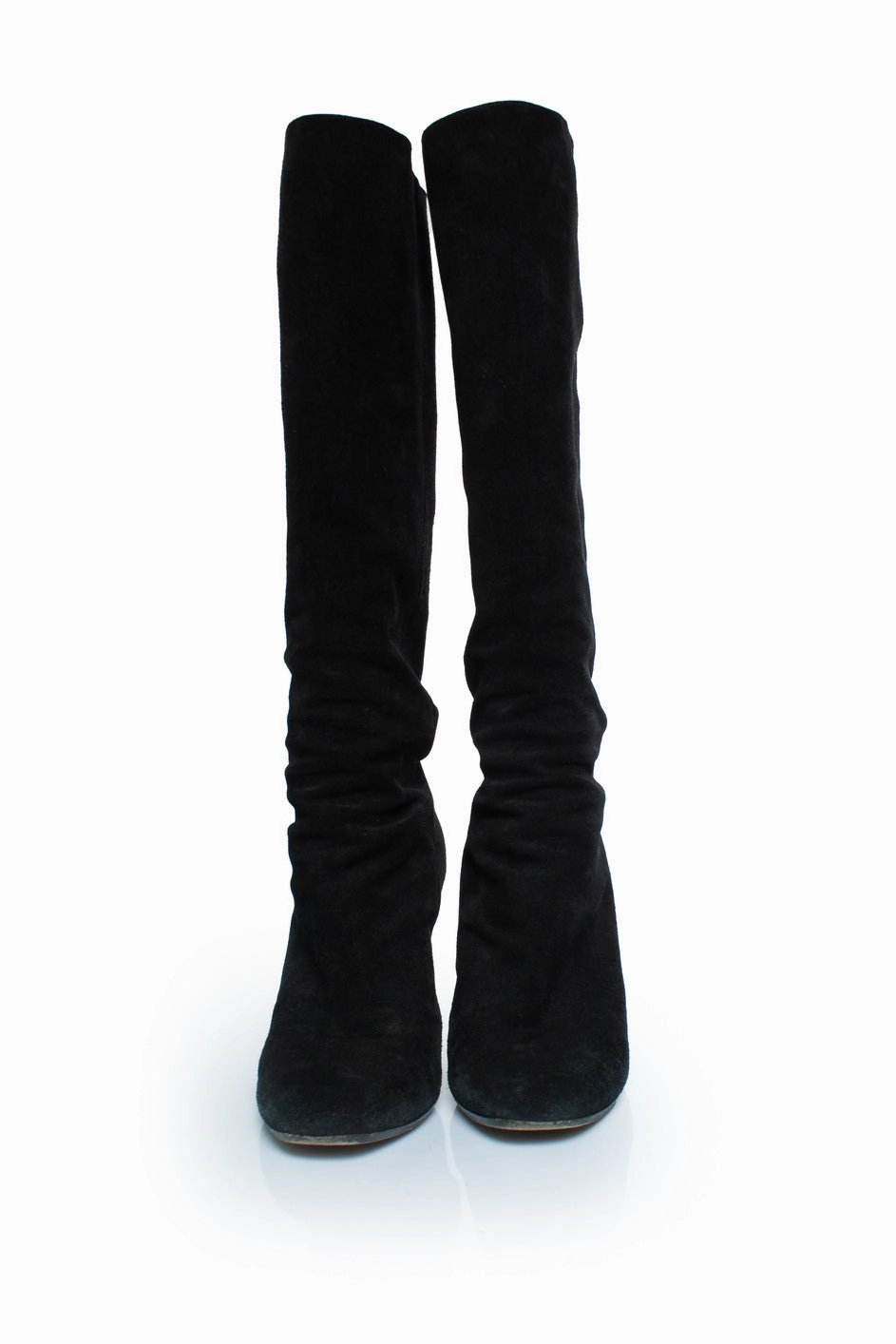 Black suede knee boots with GG logo