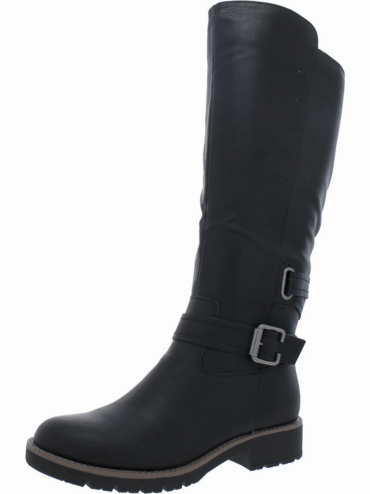 Blakelyy Womens Faux Leather Buckle Knee-High Boots Hot sale Womens Boots