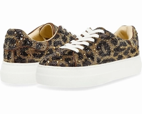 Blue by Betsey Johnson Sidny Sneakers Women's 7 Brown Leopard Rhinestone ZPO2977 Womens Sports Shoes clearance