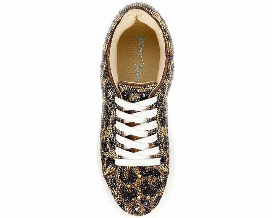 Blue by Betsey Johnson Sidny Sneakers Women's 7 Brown Leopard Rhinestone ZPO2977