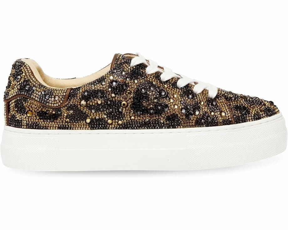 Blue by Betsey Johnson Sidny Sneakers Women's 7 Brown Leopard Rhinestone ZPO2977