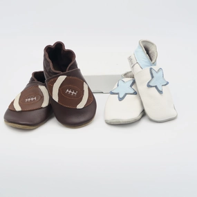 Bobux Boys Brown | White Booties Size: S (3-9 Months) Discount Boys Footwear online