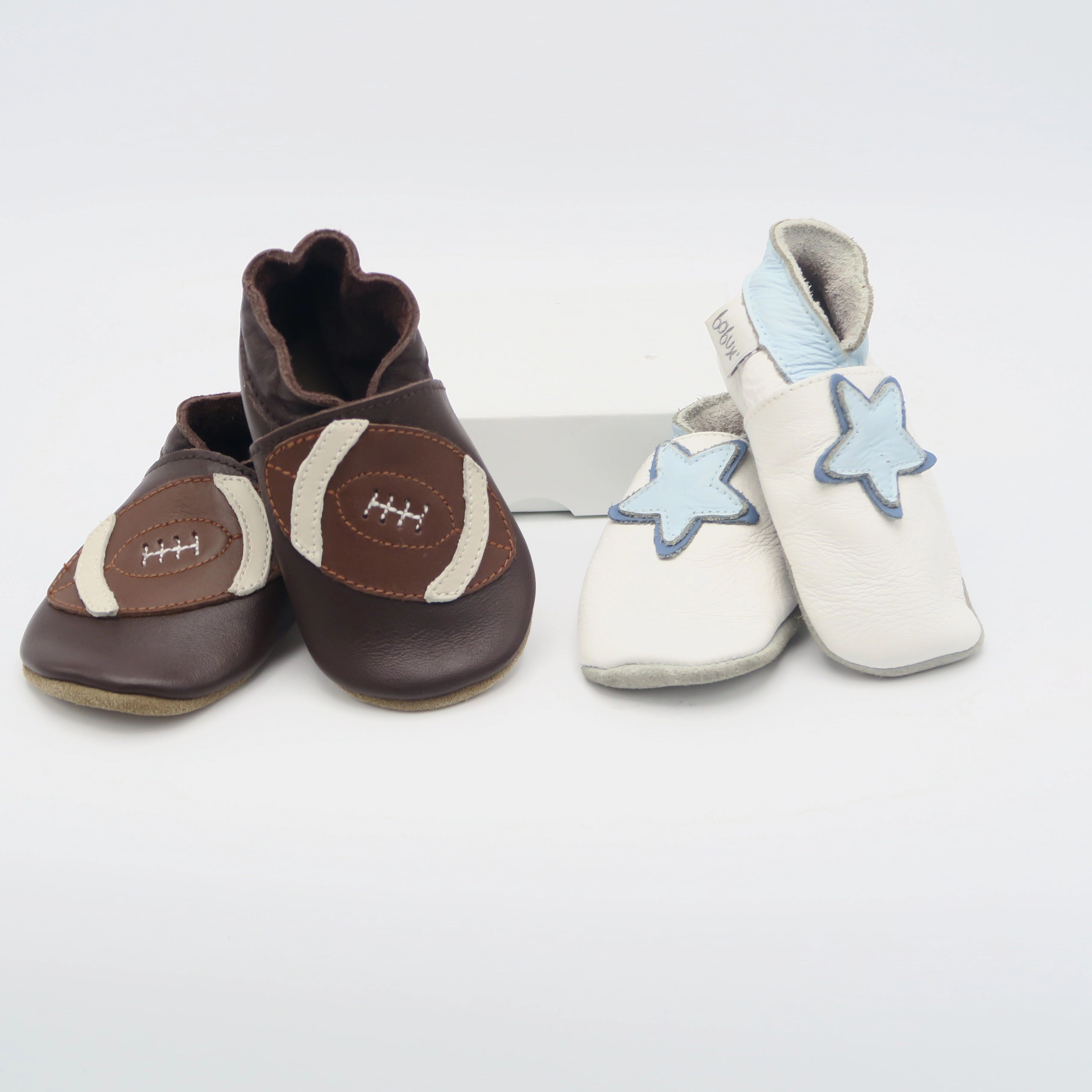 Bobux Boys Brown | White Booties Size: S (3-9 Months) Discount Boys Footwear online