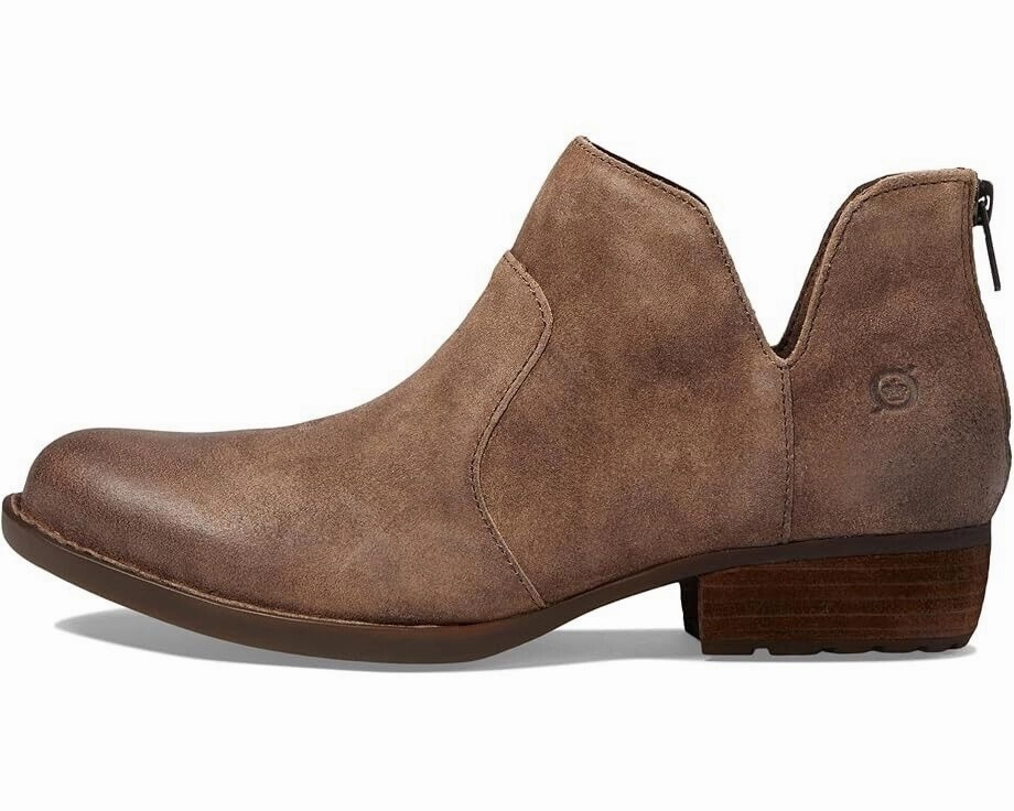 Born Kerri D89955 Boots Women's US 8 Taupe Leather Cutout Ankle Bootie FZP369