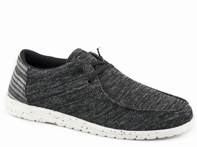 Boy's Striped Heel Shoe In Heather_Black Boys Shoes cheap deals
