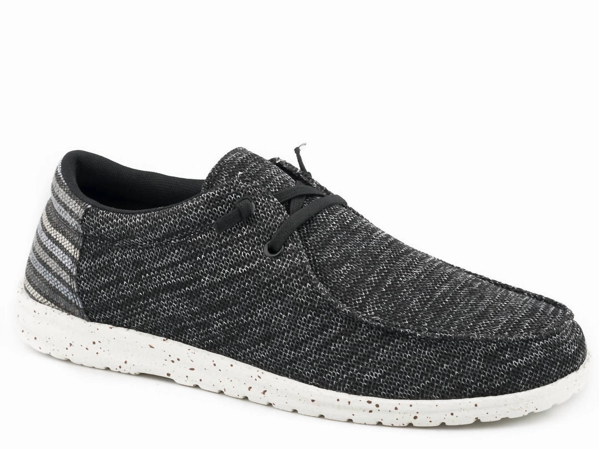 Boy's Striped Heel Shoe In Heather_Black Boys Shoes cheap deals