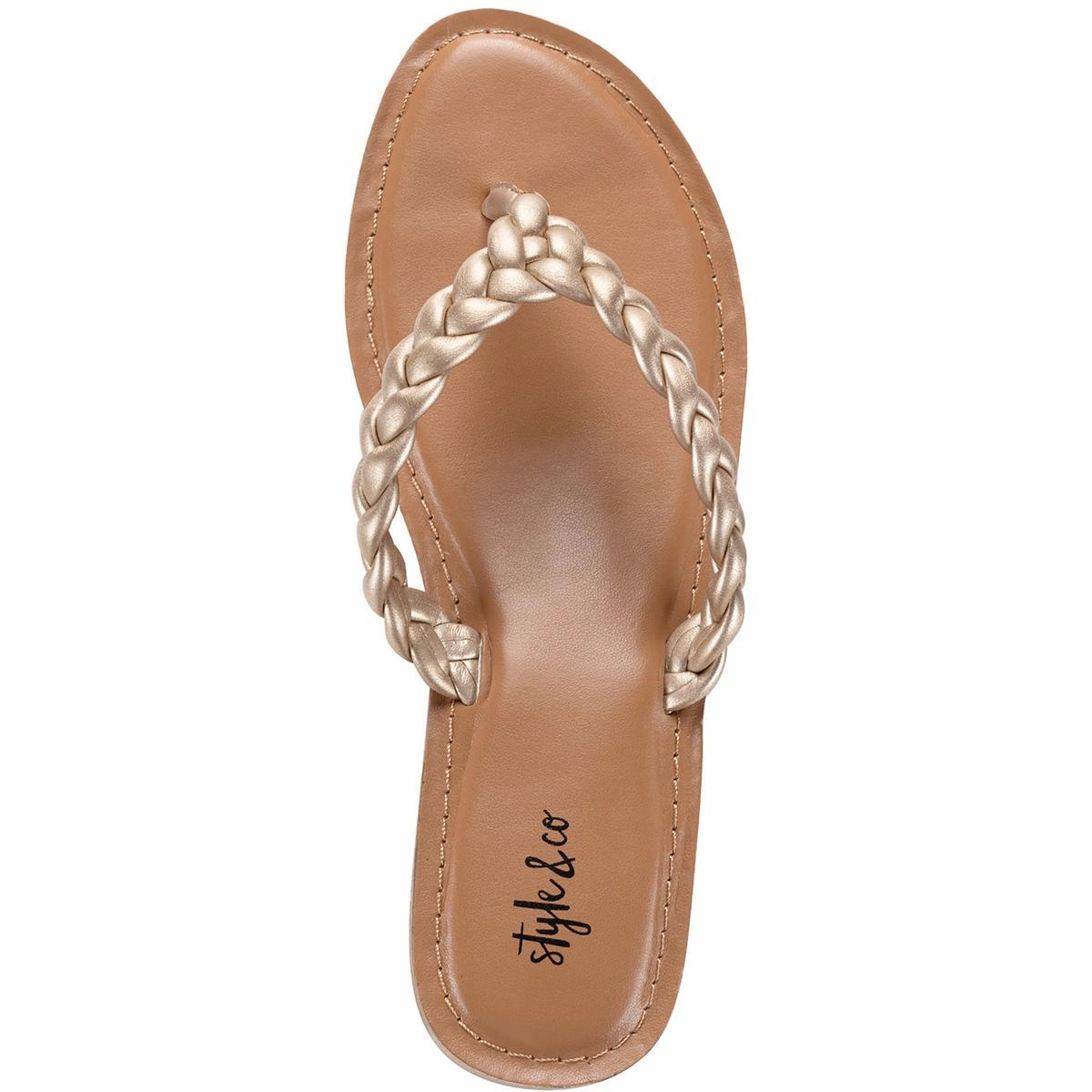 Brandiie Womens Faux Leather Flip-Flop Thong Sandals