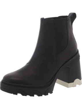 Brex Womens Leather Block Heel Chelsea Boots Womens Winter Boots promo deal