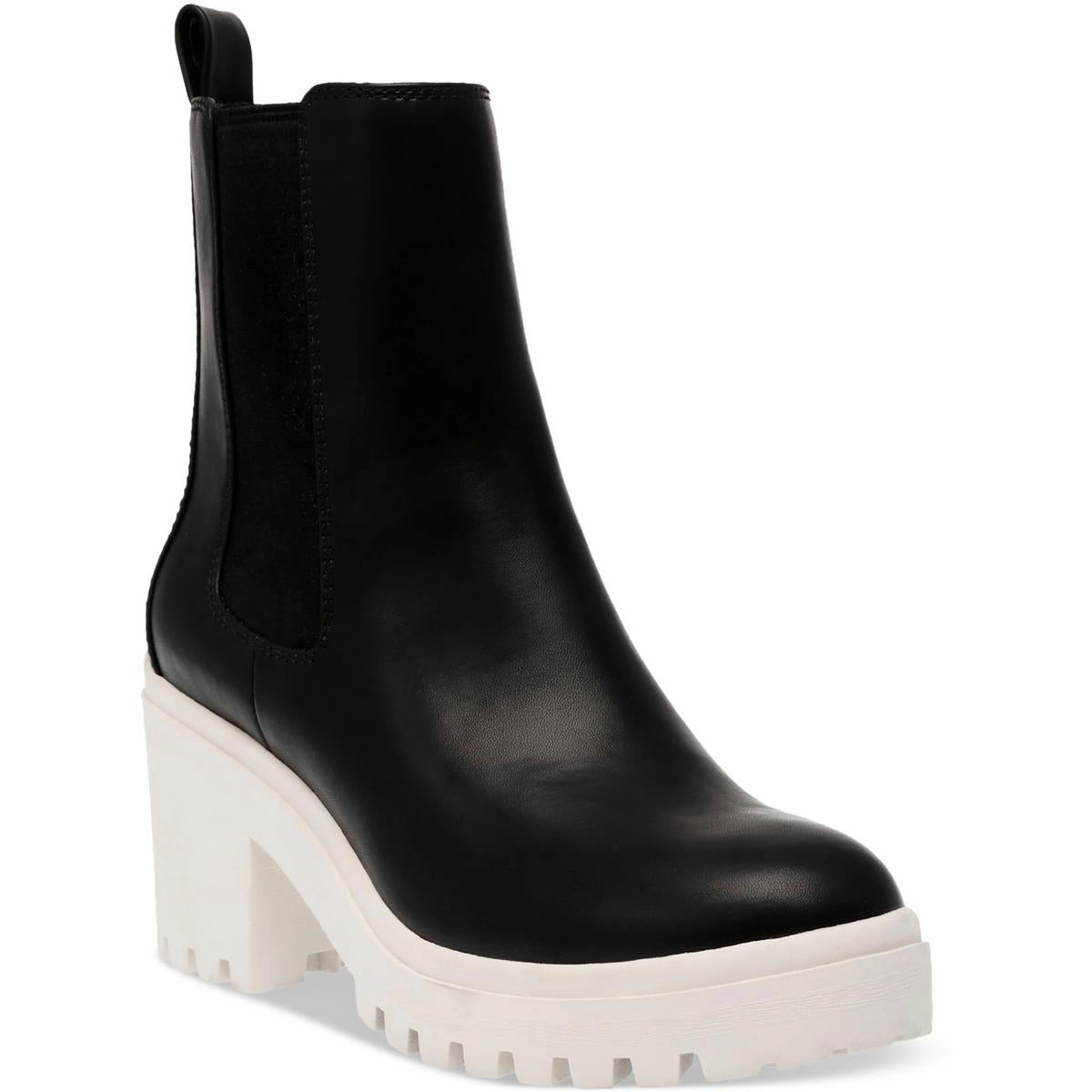 Brooklan Womens Faux Leather Lug Sole Chelsea Boots