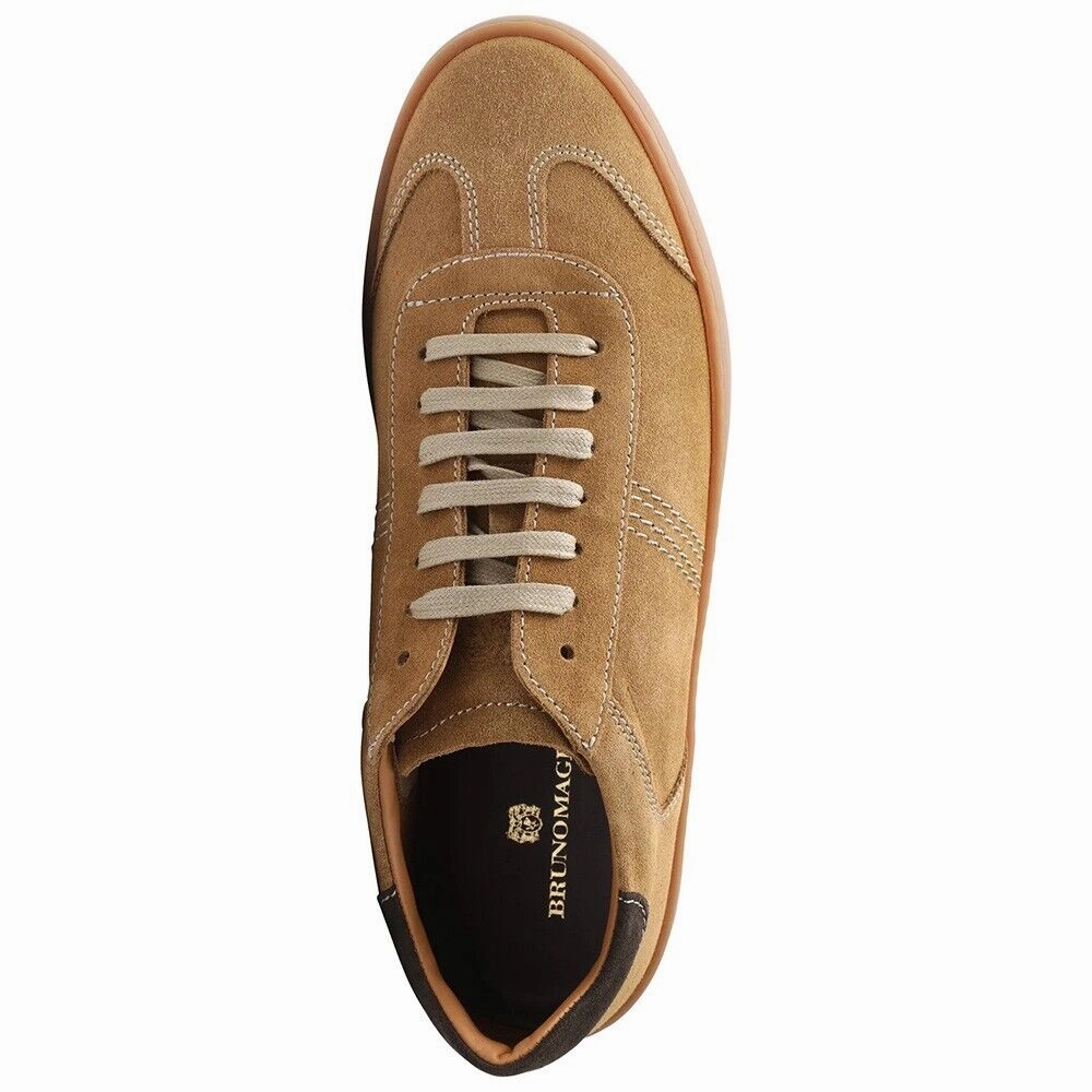 Bruno Magli Bono Sneakers Men's US 7 Brown Cognac Suede Lifestyle Shoes KHD834