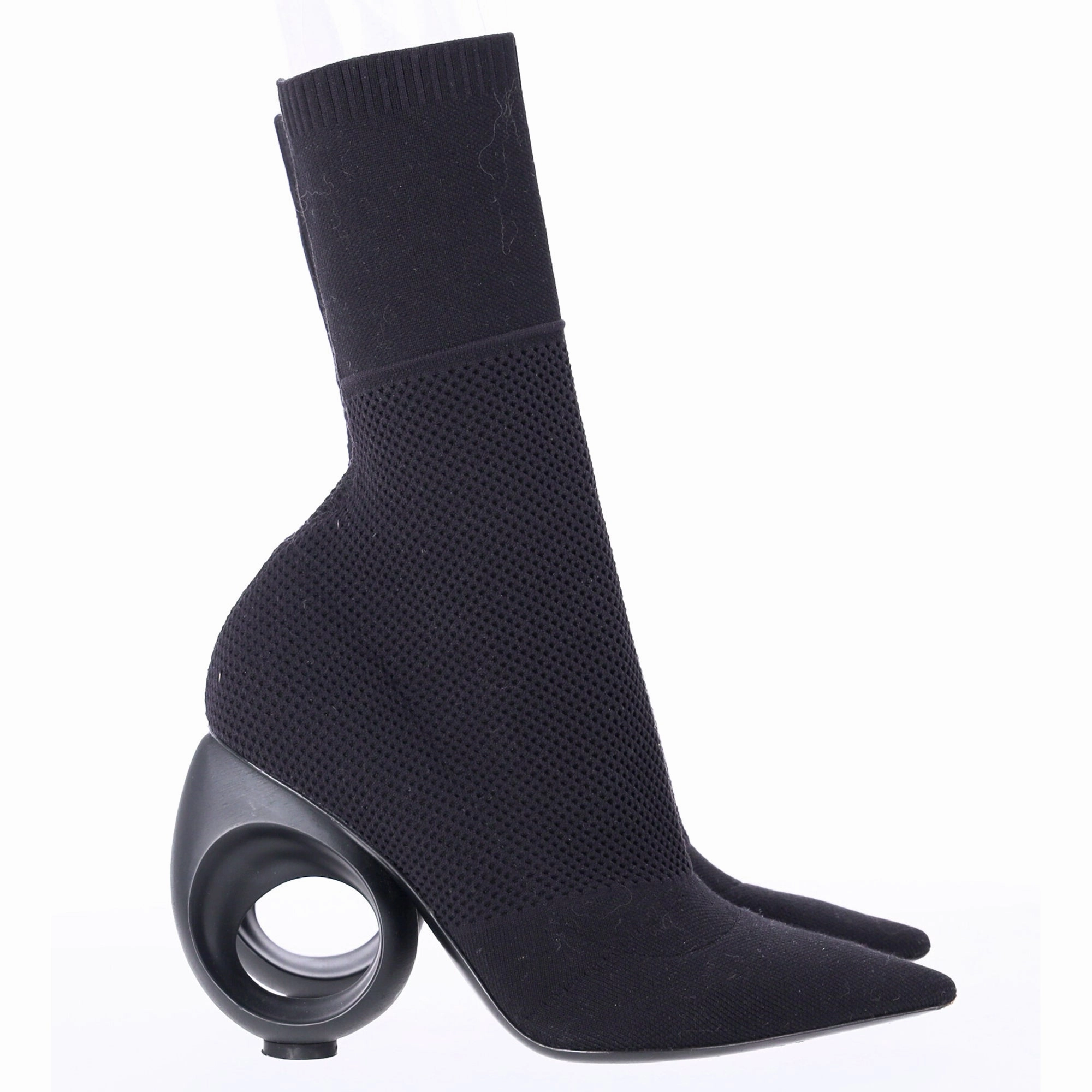 Burberry Kimberley Pointed Toe Ankle Boots in Black Knit Stretch Fabric High-quality Womens Boots discount
