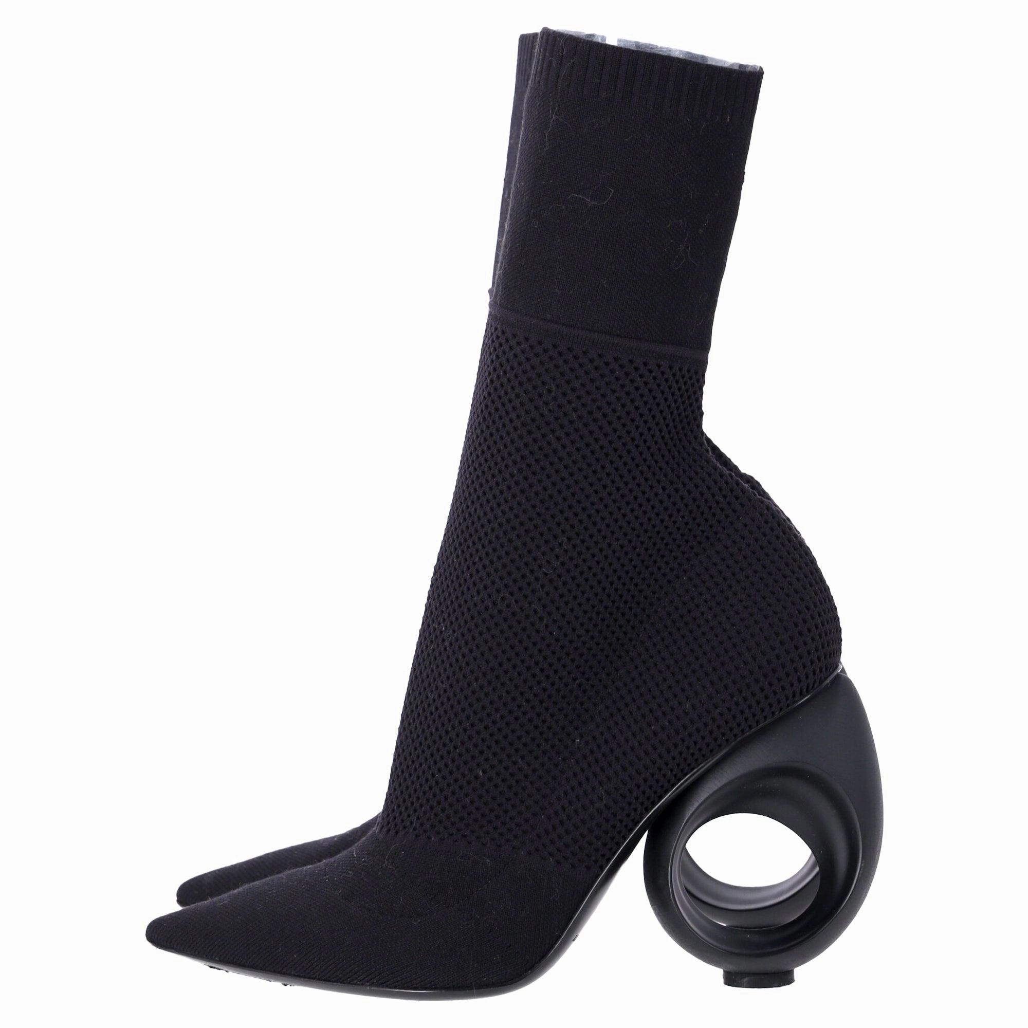 Burberry Kimberley Pointed Toe Ankle Boots in Black Knit Stretch Fabric
