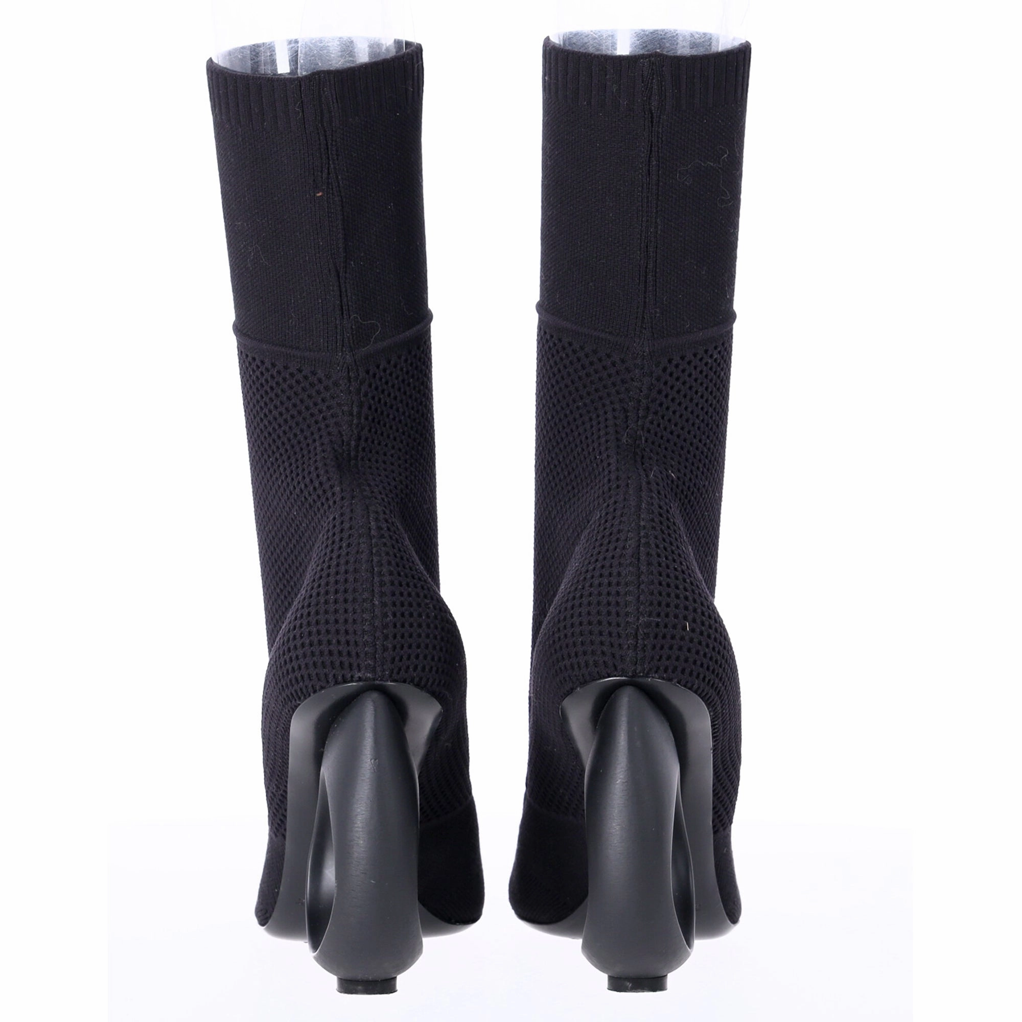 Burberry Kimberley Pointed Toe Ankle Boots in Black Knit Stretch Fabric